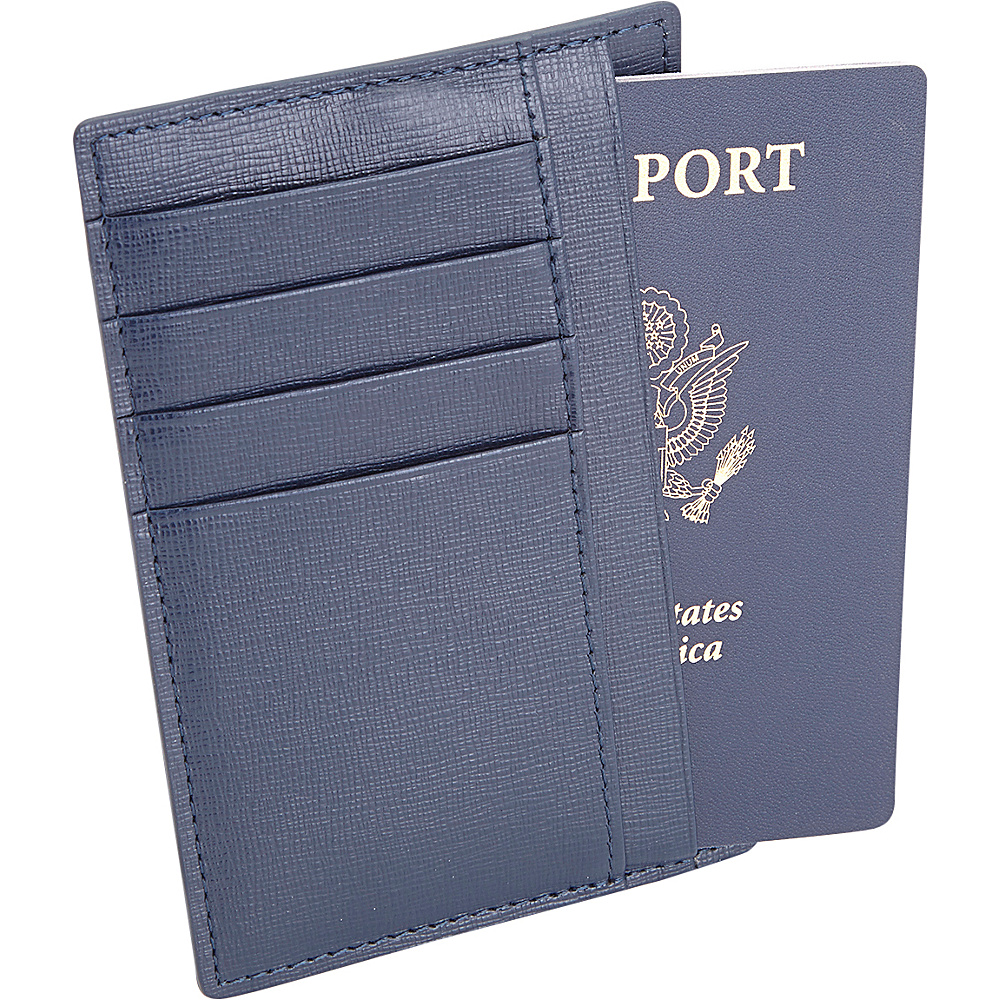 Royce Leather RFID Blocking Slim Passport Wallet Blue Royce Leather Travel Wallets