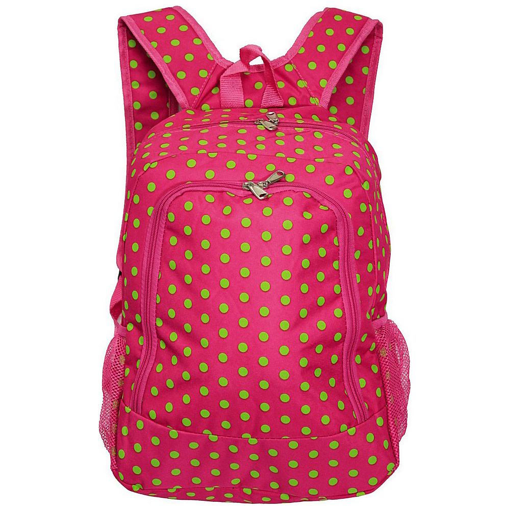 World Traveler Dots 16 Multipurpose Backpack Fuchsia Lime Dot World Traveler Everyday Backpacks