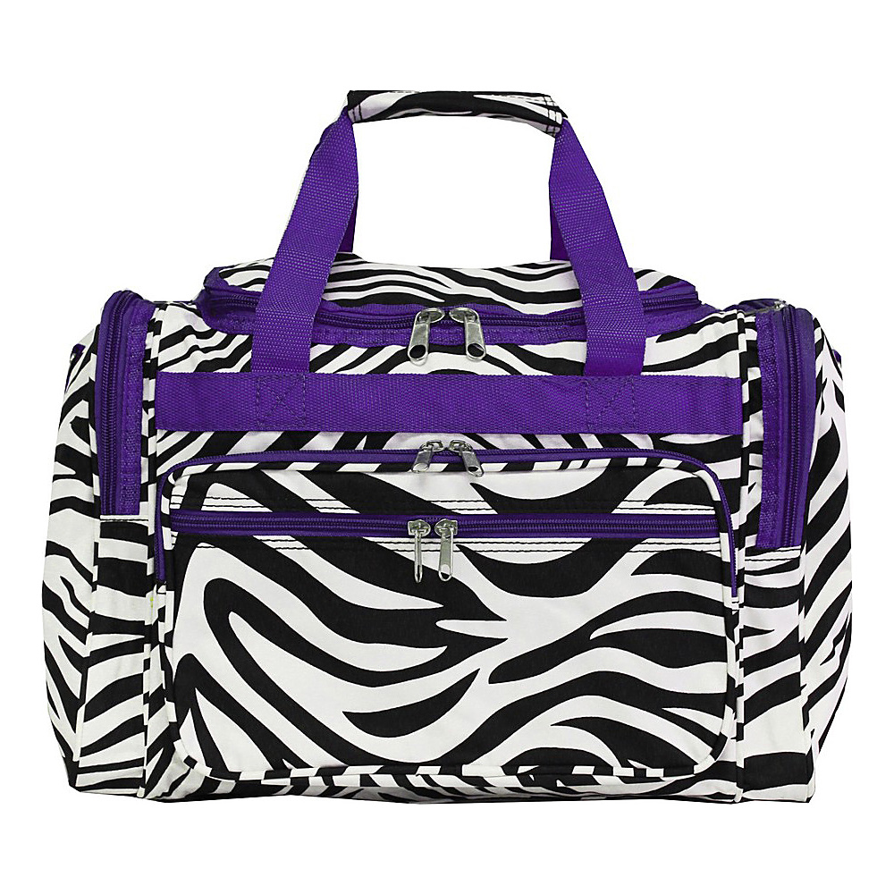World Traveler Zebra 16 Shoulder Duffle Bag Dark Purple Trim Zebra World Traveler Rolling Duffels