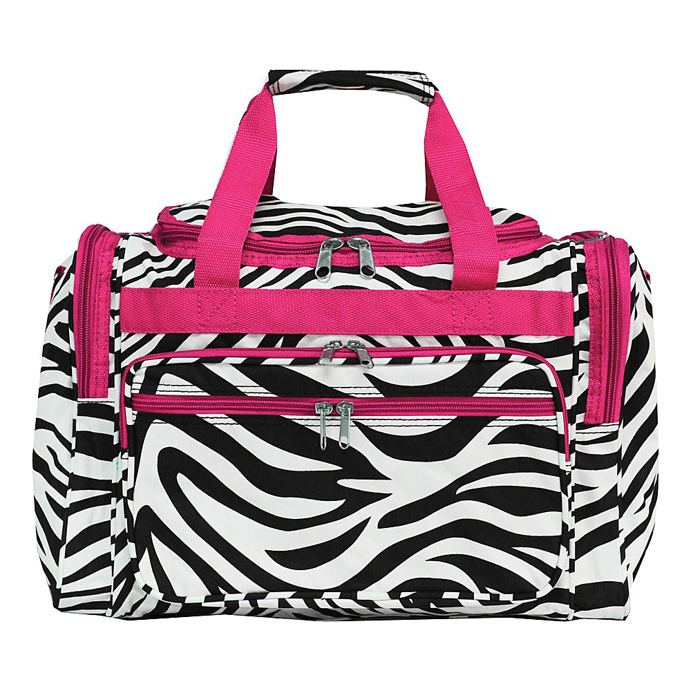 World Traveler Zebra 16 Shoulder Duffle Bag Pink Trim Zebra World Traveler Rolling Duffels