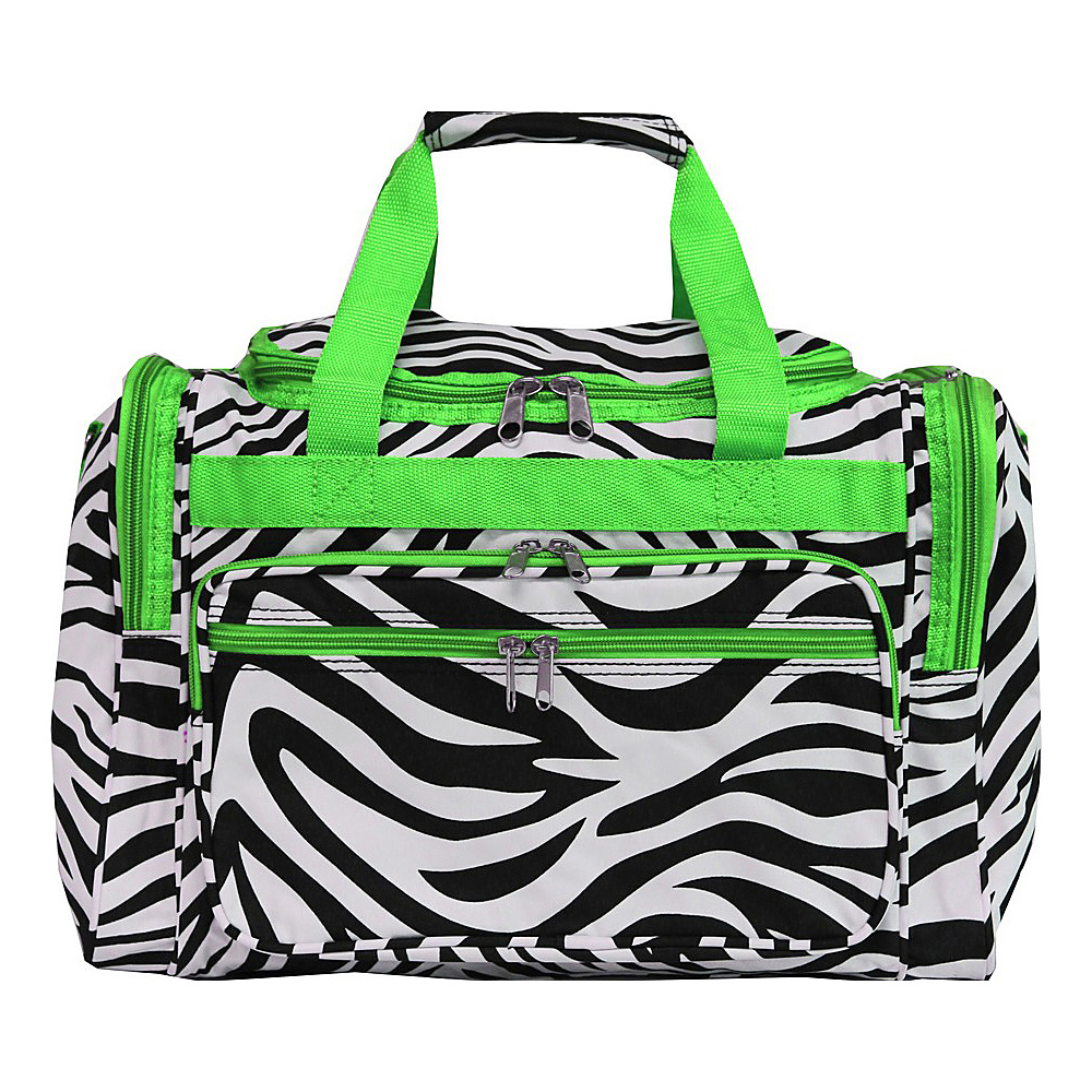 World Traveler Zebra 16 Shoulder Duffle Bag Green Trim Zebra World Traveler Rolling Duffels