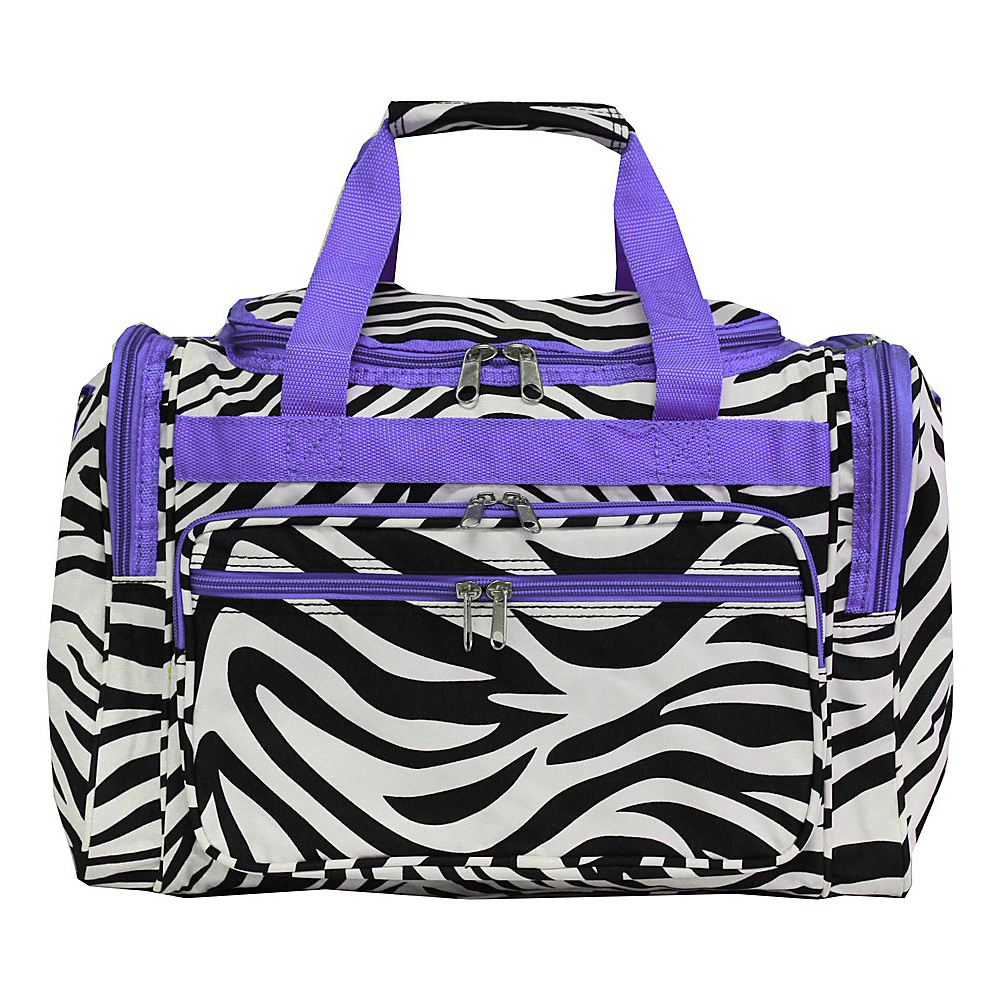 World Traveler Zebra 16 Shoulder Duffle Bag Light Purple Trim Zebra World Traveler Rolling Duffels