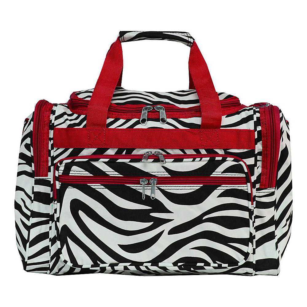 World Traveler Zebra 16 Shoulder Duffle Bag Red Trim Zebra World Traveler Rolling Duffels