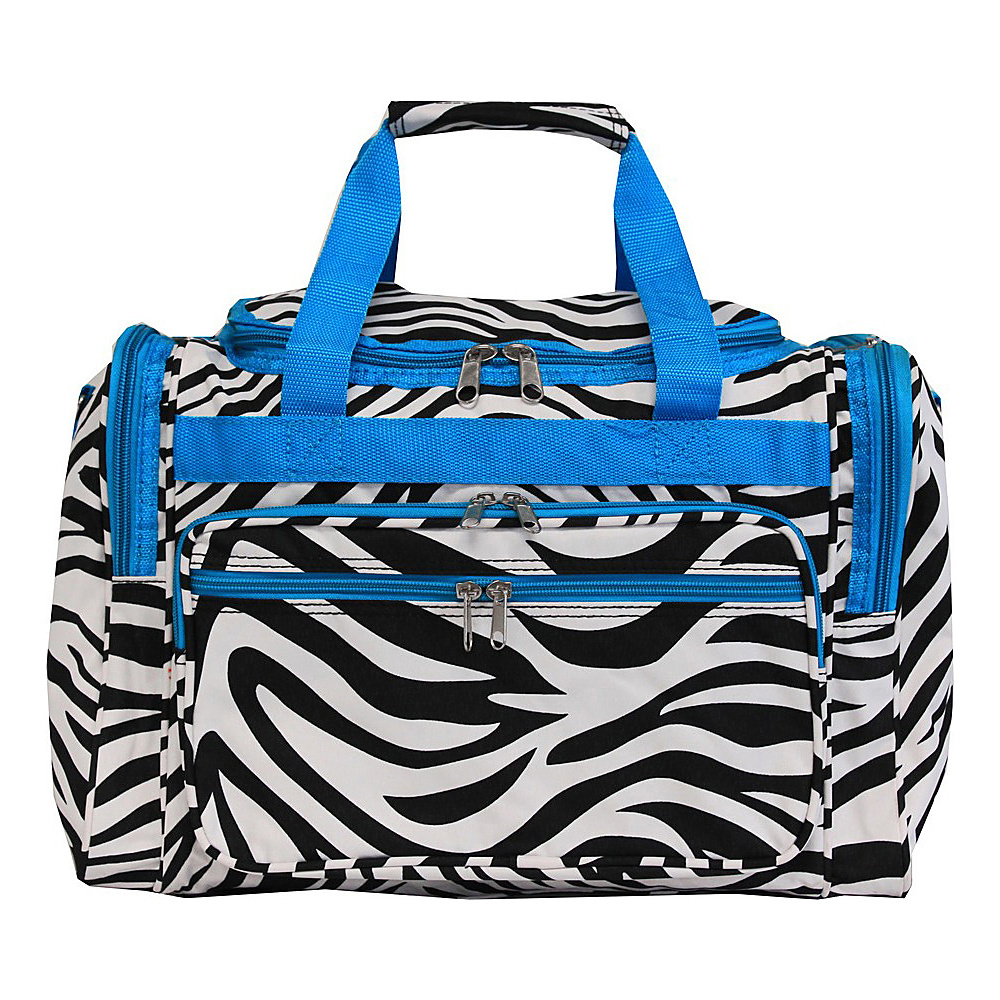 World Traveler Zebra 16 Shoulder Duffle Bag Blue Trim Zebra World Traveler Rolling Duffels