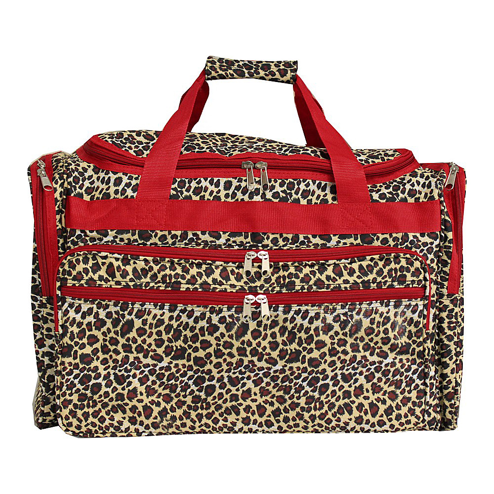 World Traveler Leopard 19 Shoulder Duffle Bag Red Trim Leopard World Traveler Rolling Duffels