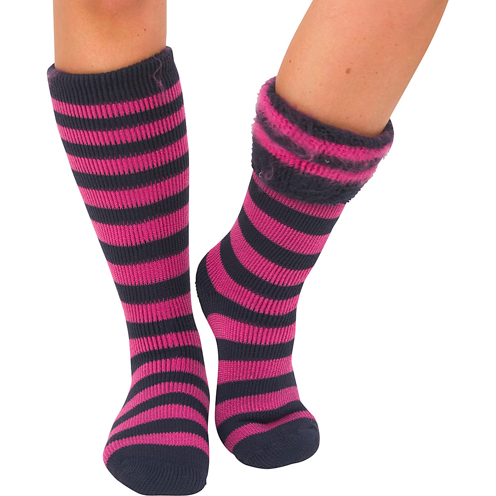 Magid Sole Solutions Ladies Stripe Knee High Navy Fuchsia Magid Women s Legwear Socks