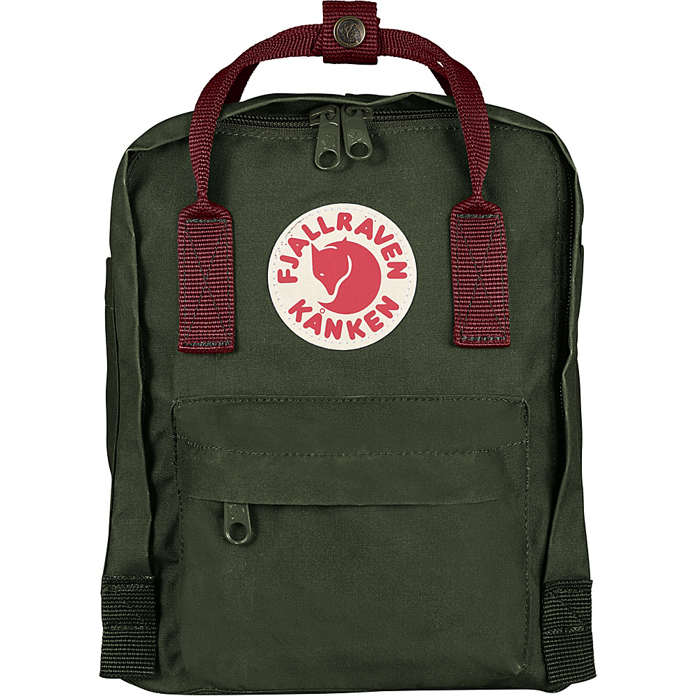 Fjallraven Kanken Mini Backpack Forest Green Ox Red Fjallraven Everyday Backpacks