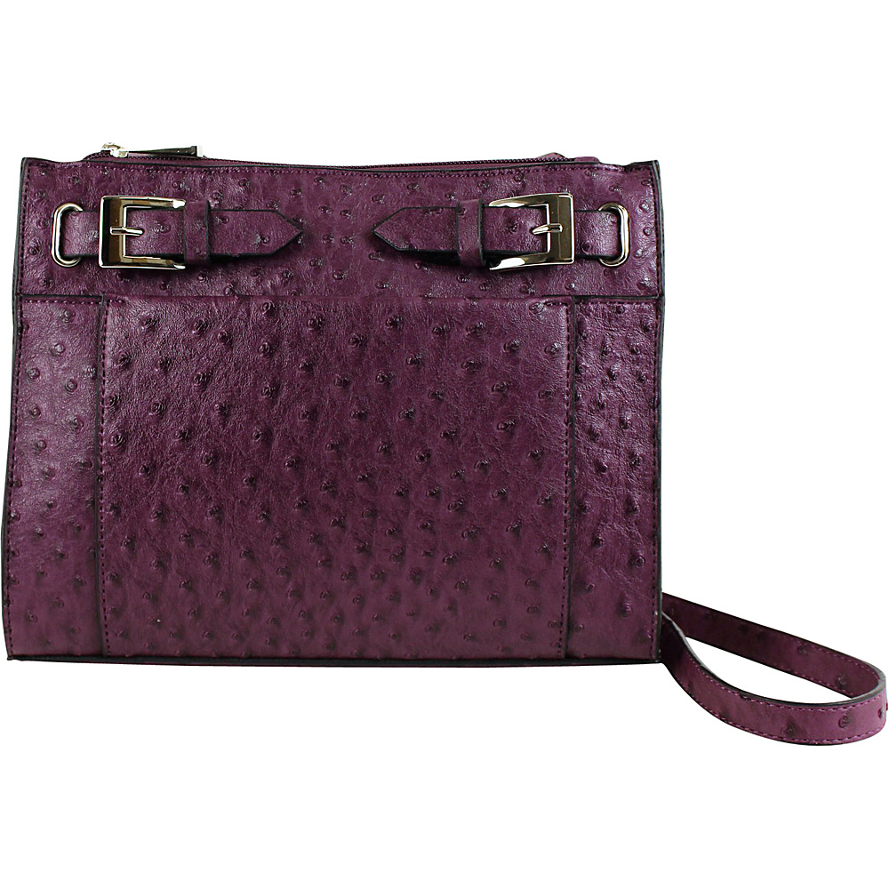 Emilie M Jenna Crossbody Purple Ostrich Emilie M Manmade Handbags