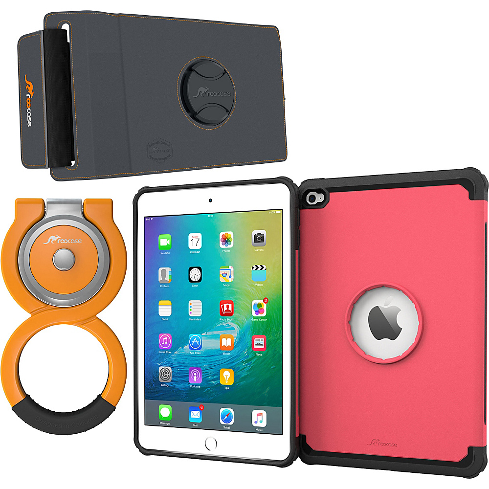 rooCASE Orb 360 Exec Tough Case Orb 360 Loop and Strap Bundle for iPad Mini 4 Pink rooCASE Electronic Cases