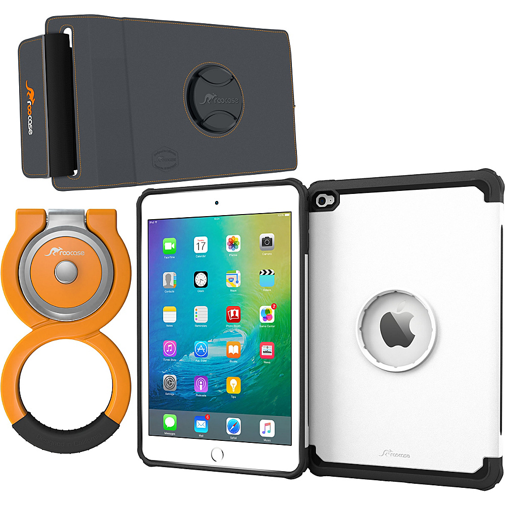 rooCASE Orb 360 Exec Tough Case Orb 360 Loop and Strap Bundle for iPad Mini 4 White rooCASE Electronic Cases
