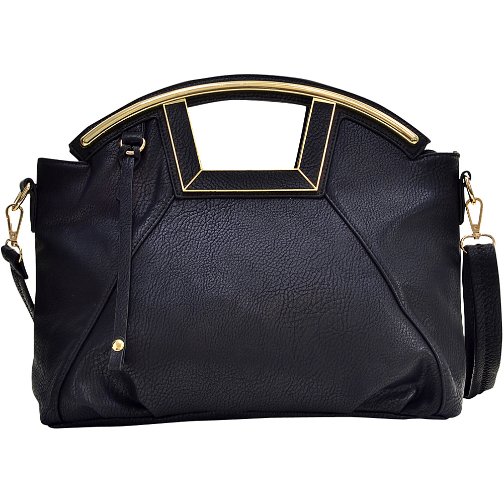 Dasein Soft Faux Leather Frame Handle Satchel Black Dasein Manmade Handbags