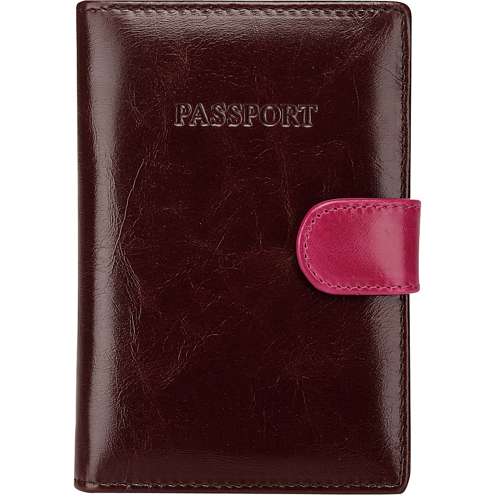 Vicenzo Leather Paris Distressed Leather Travel Passport Wallet Holder Brown Pink Vicenzo Leather Travel Wallets