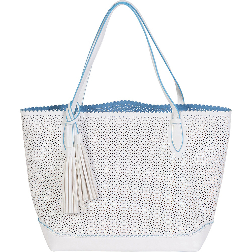 BUCO Minnie E W Tote White Blue BUCO Manmade Handbags