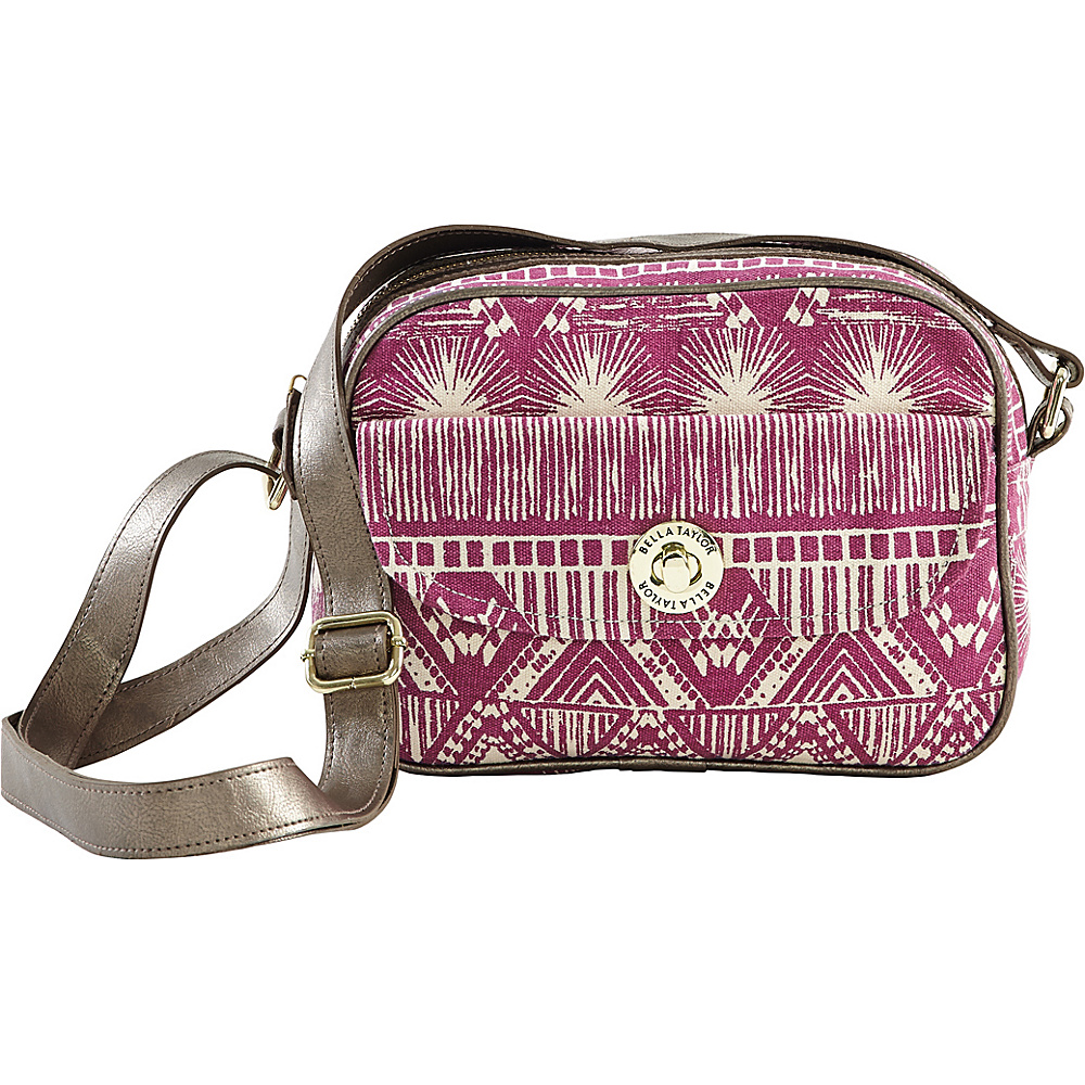 Bella Taylor Tahiti Fuchsia Mini Messenger Crossbody Pink Bella Taylor Fabric Handbags