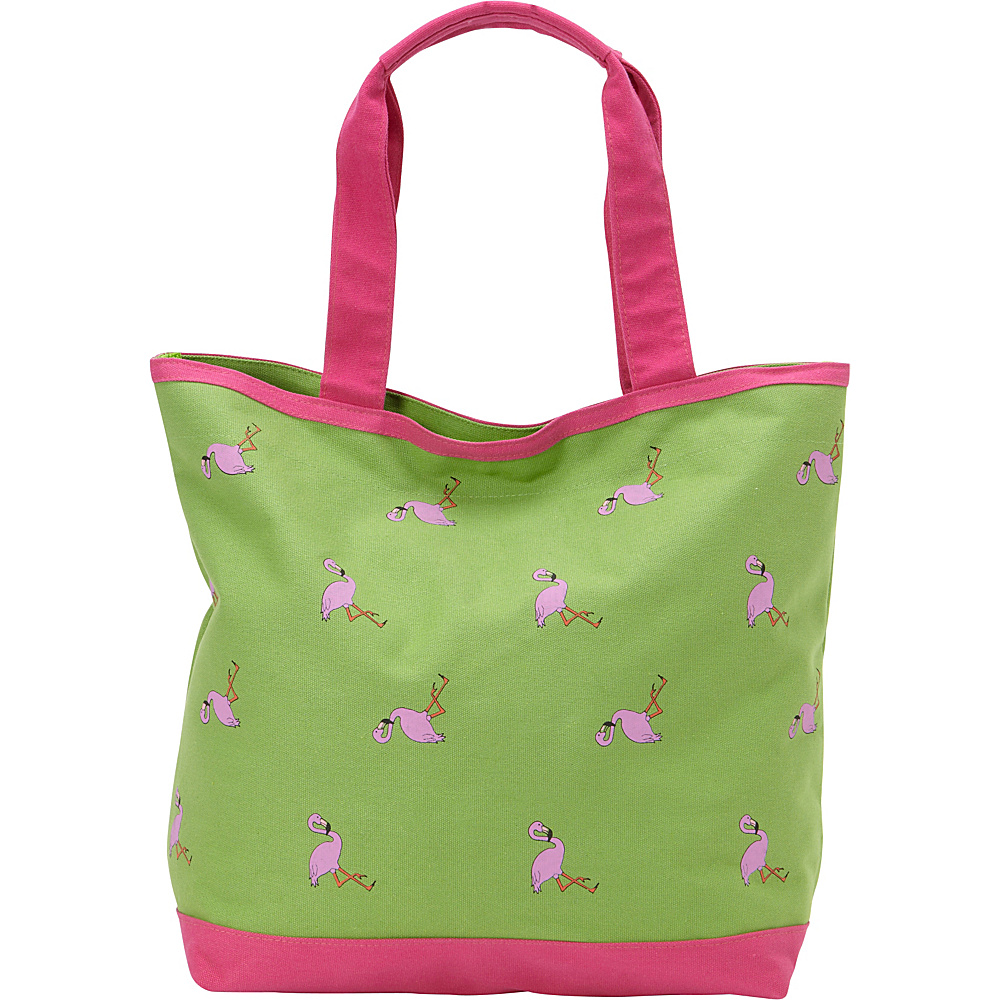Magid Canvas Flamingo Tall Tote Green Fuchsia Magid Fabric Handbags