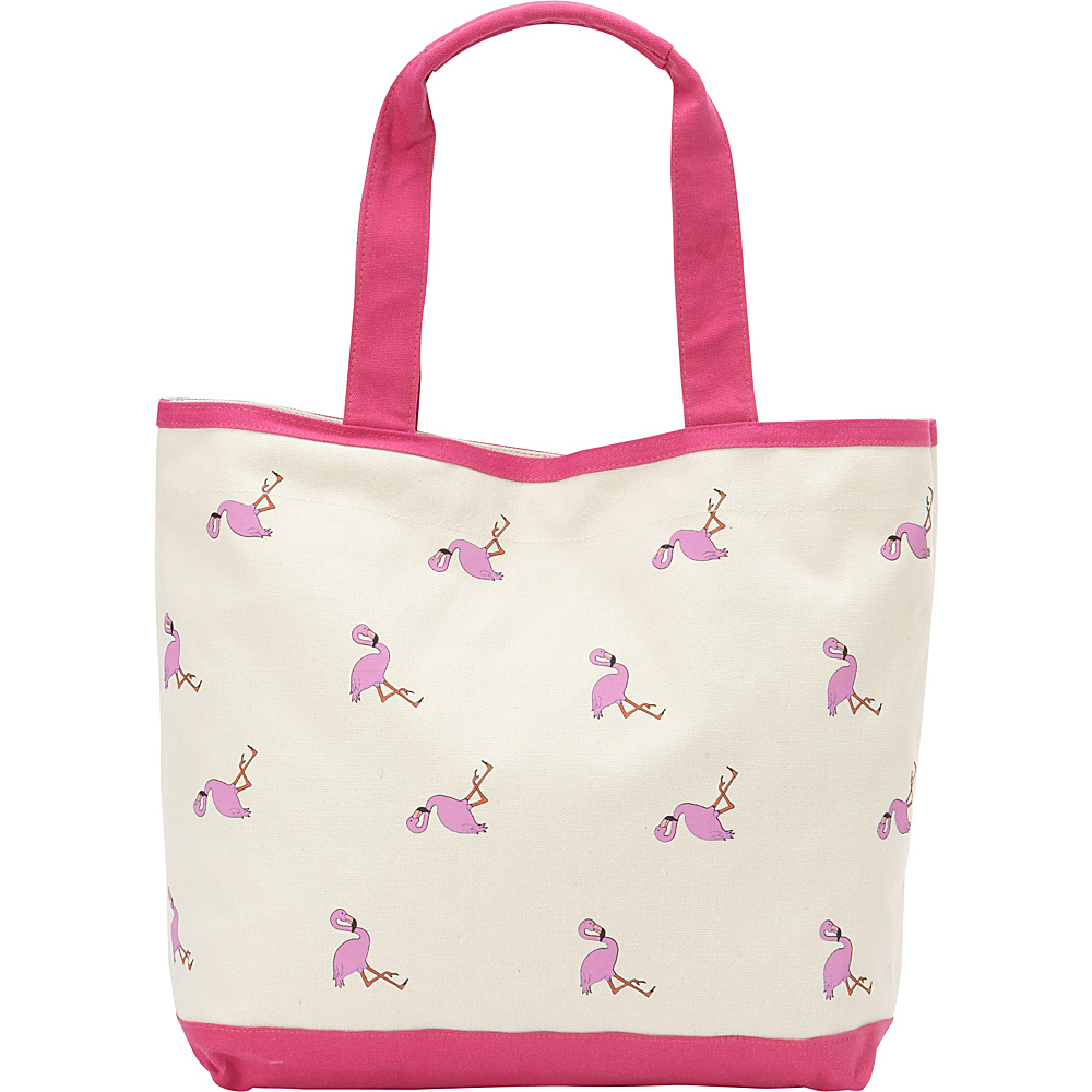 Magid Canvas Flamingo Tall Tote Natural Fuchsia Magid Fabric Handbags