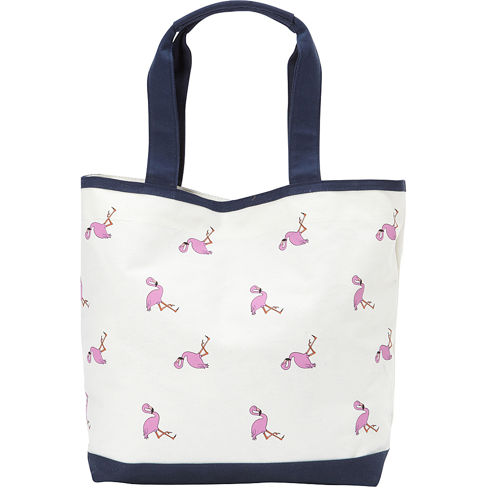 Magid Canvas Flamingo Tall Tote White Navy Magid Fabric Handbags