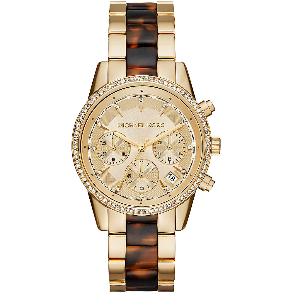 Michael Kors Watches Ritz Acetate Chrono Watch Gold Tortoise Michael Kors Watches Watches
