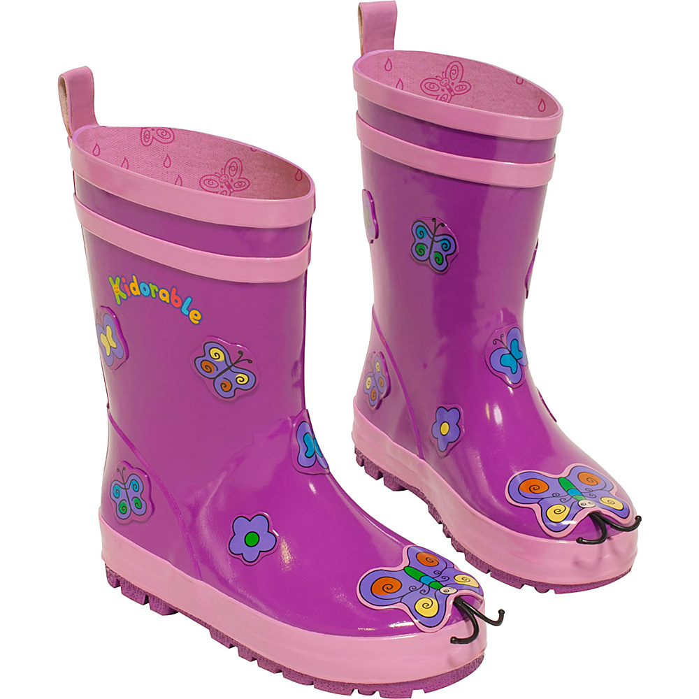 Kidorable Butterfly Rain Boots 2 US Kid s M Regular Medium Purple Kidorable Men s Footwear