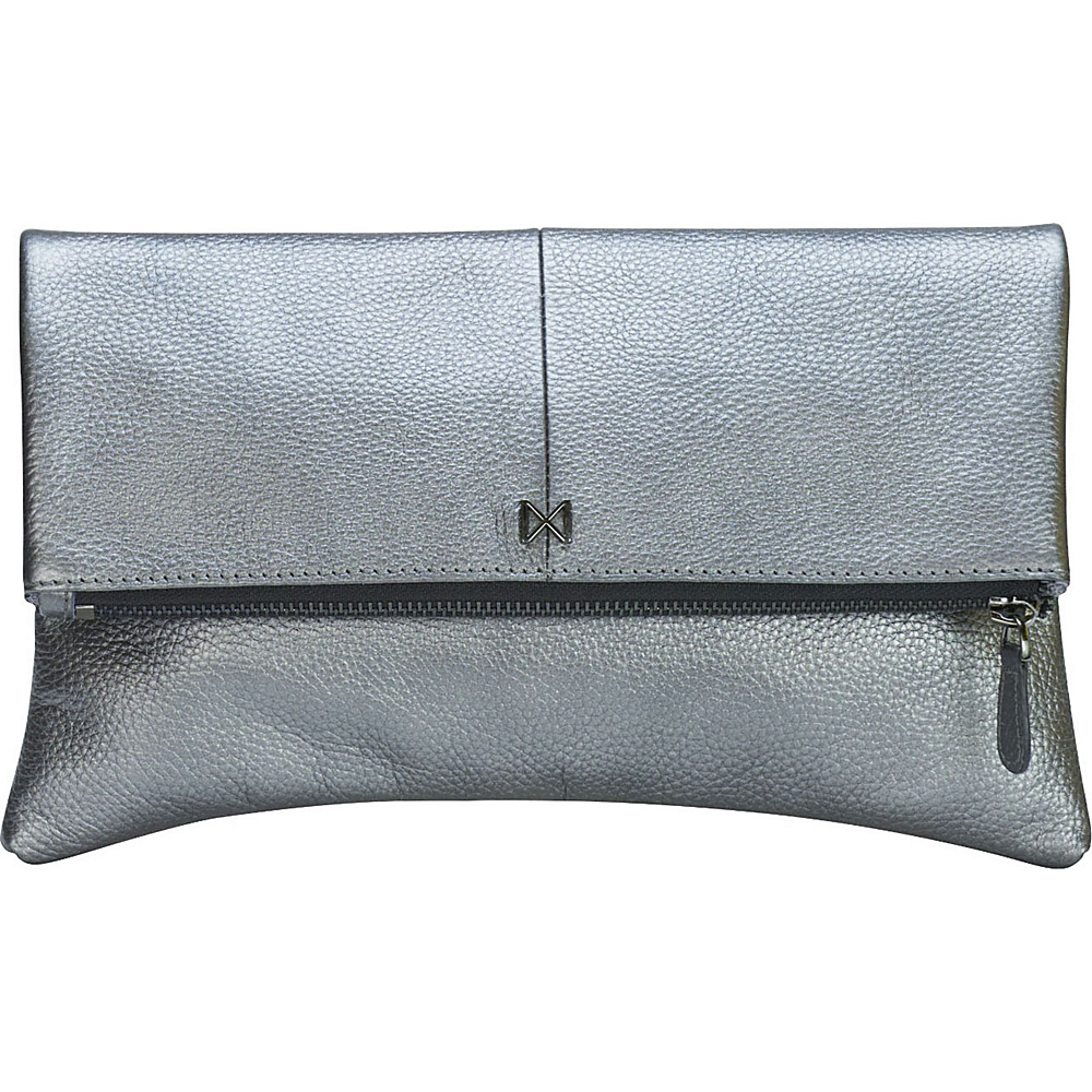 MOFE Esoteric Pebble Leather Clutch Pewter MOFE Leather Handbags