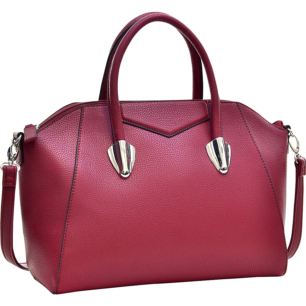 Dasein Faux Leather Weekender Satchel with Removable Strap Burgundy Red Dasein Manmade Handbags