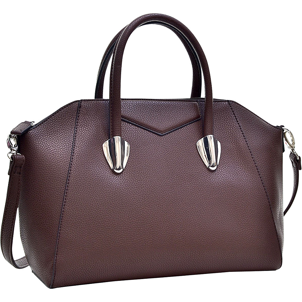 Dasein Faux Leather Weekender Satchel with Removable Strap Coffee Dasein Manmade Handbags