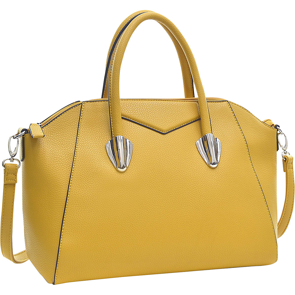 Dasein Faux Leather Weekender Satchel with Removable Strap Yellow Dasein Manmade Handbags