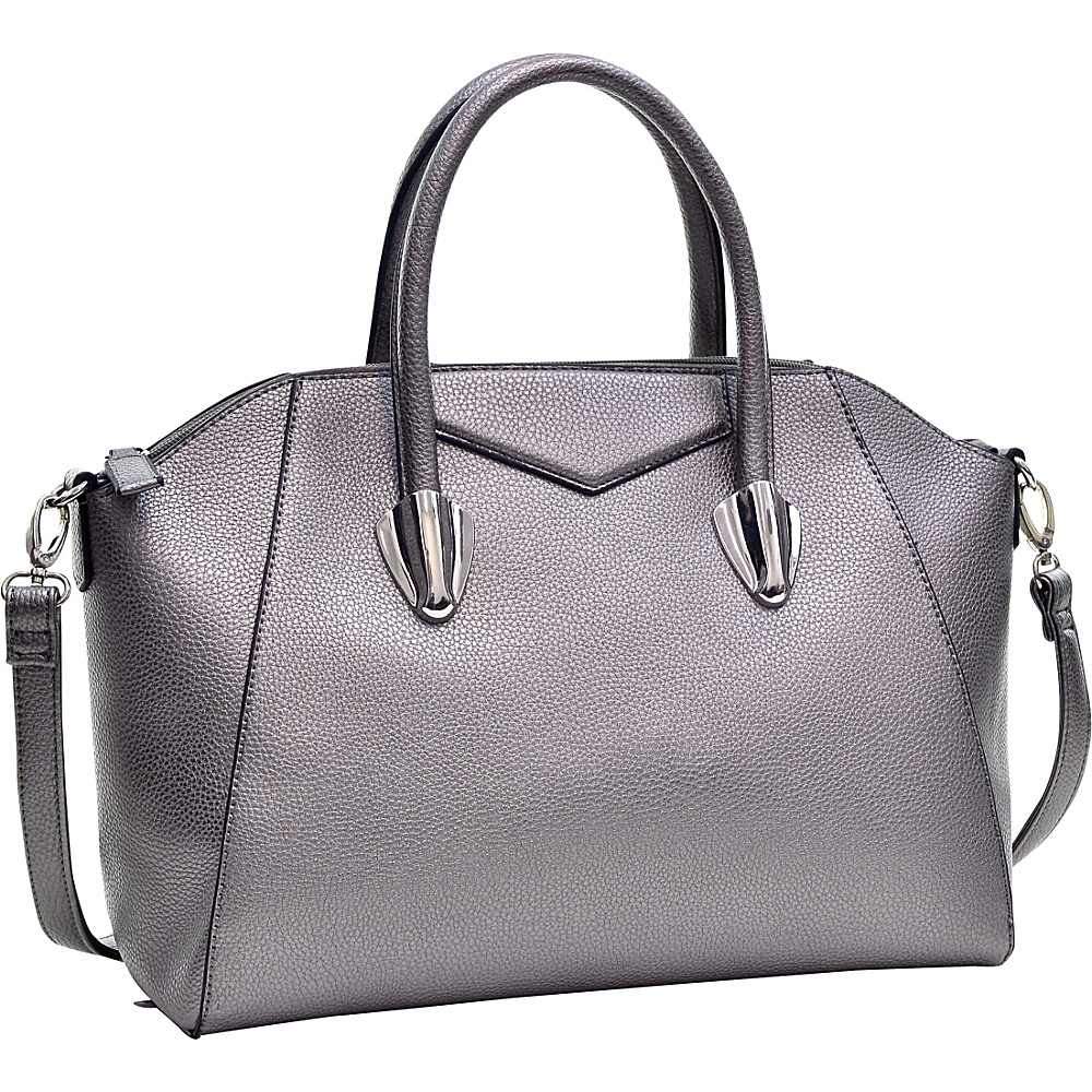 Dasein Faux Leather Weekender Satchel with Removable Strap Silver Dasein Manmade Handbags