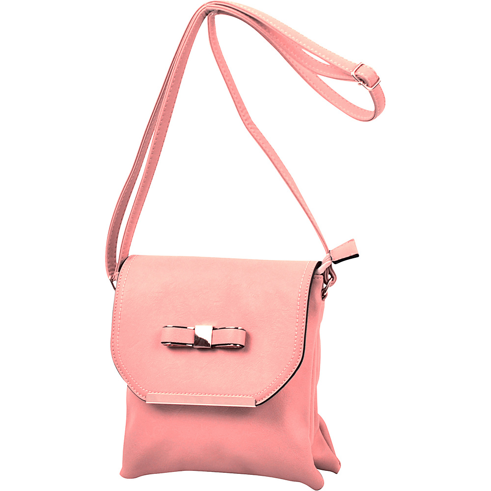 Dasein Gold Tone Bow Crossbody Bag Light Pink Dasein Manmade Handbags