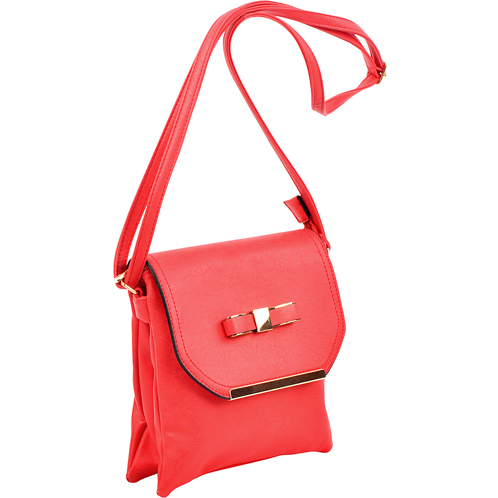 Dasein Gold Tone Bow Crossbody Bag Red Dasein Manmade Handbags