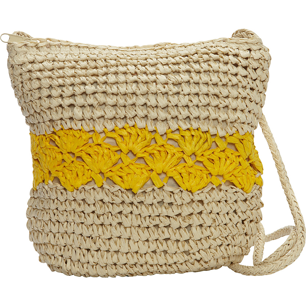 Magid Color Block Crochet Crossbody Natural Yellow Magid Straw Handbags