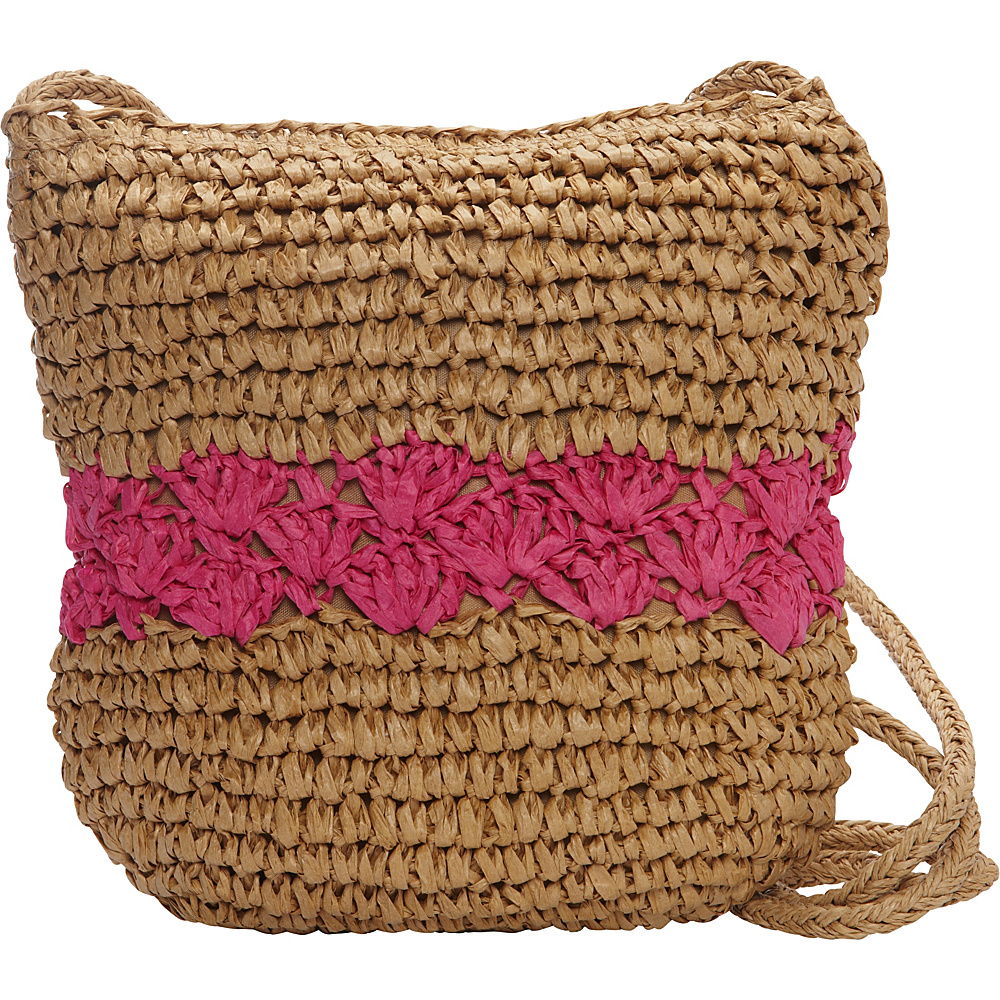 Magid Color Block Crochet Crossbody Toast Fuchsia Magid Straw Handbags