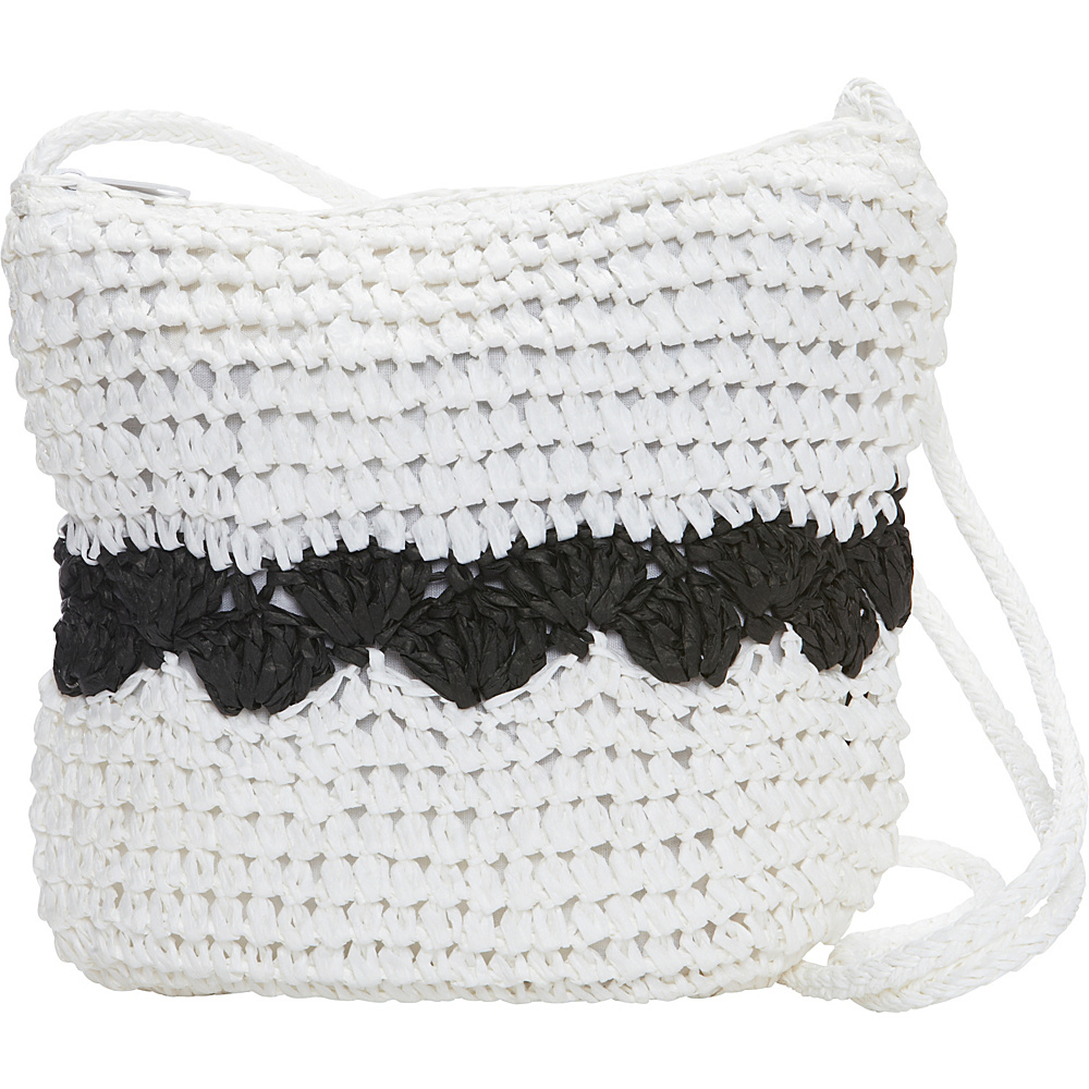Magid Color Block Crochet Crossbody White Black Magid Straw Handbags