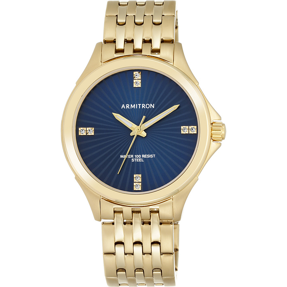 Armitron Mens Swarovski Crystal Accented Gold Tone Bracelet Watch Blue Armitron Watches