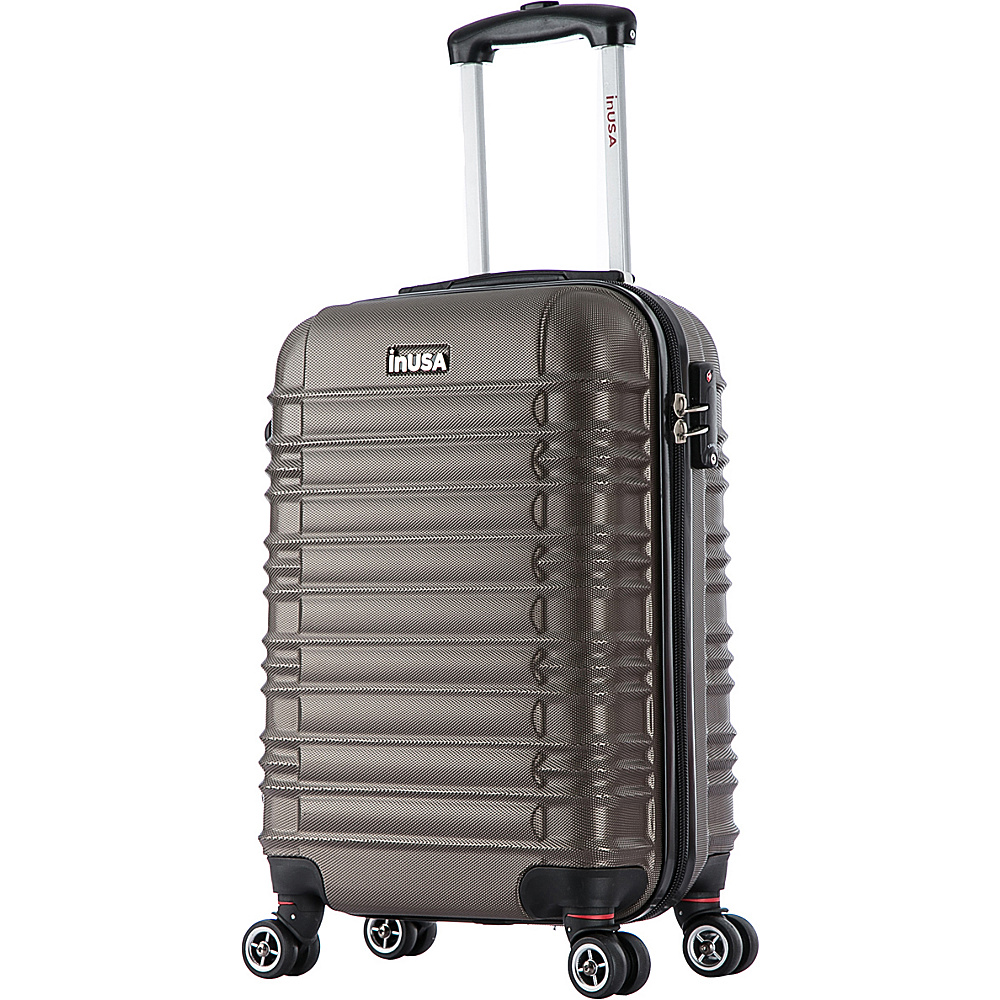 inUSA New York Collection 20 Carry on Lightweight Hardside Spinner Suitcase Brown inUSA Hardside Carry On