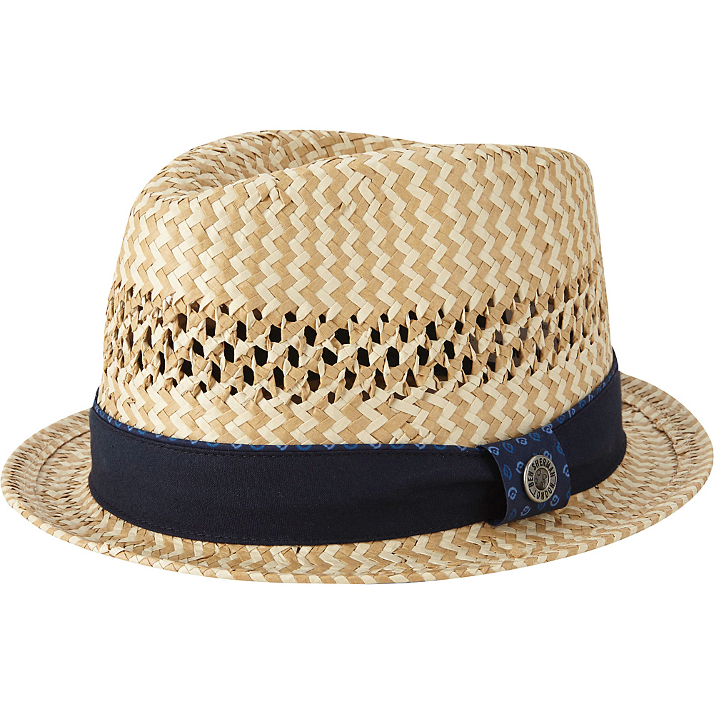 Ben Sherman Vented Straw Trilby Hat Navy Blazer L XL Ben Sherman Hats