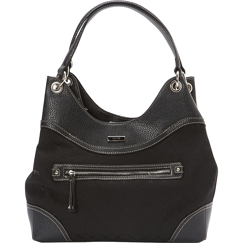 Nine West Handbags 9s Jacquard Shoulder Bag Black Nine West Handbags Fabric Handbags