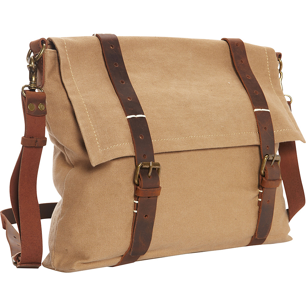 Vagabond Traveler Casual Style Slim Canvas Messenger Bag Khaki Vagabond Traveler Messenger Bags
