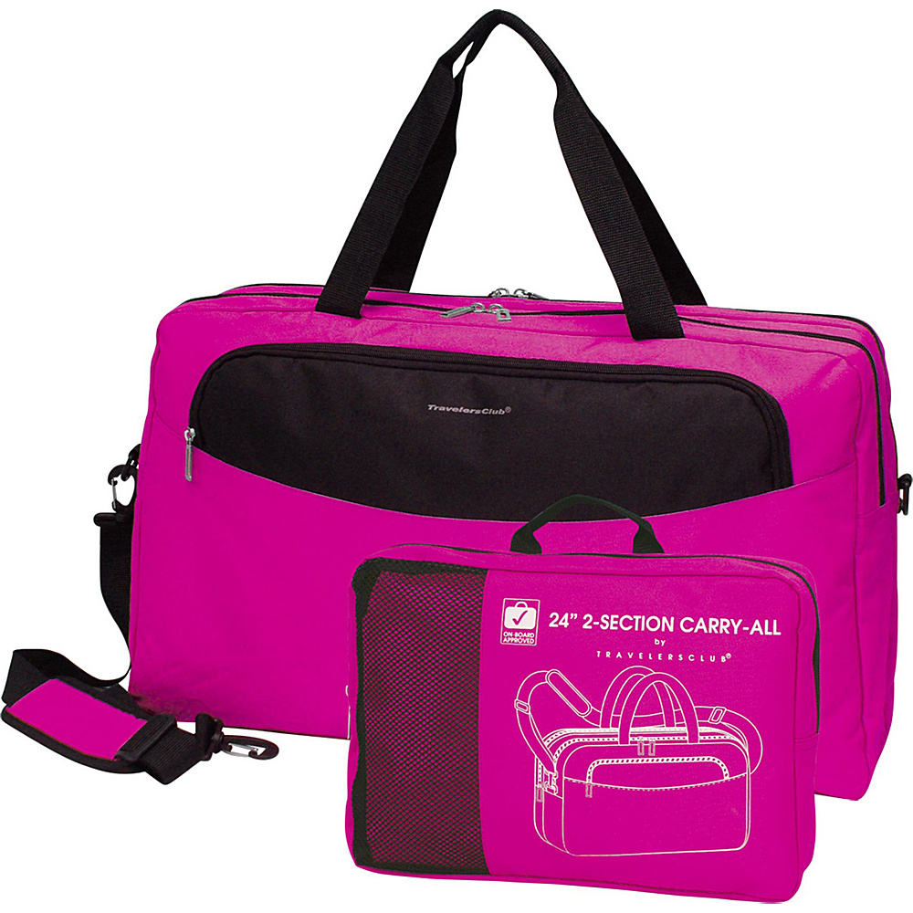 Travelers Club Luggage Fold Stow 24 2 Section Laptop Carry All Bag Pink Travelers Club Luggage Travel Duffels