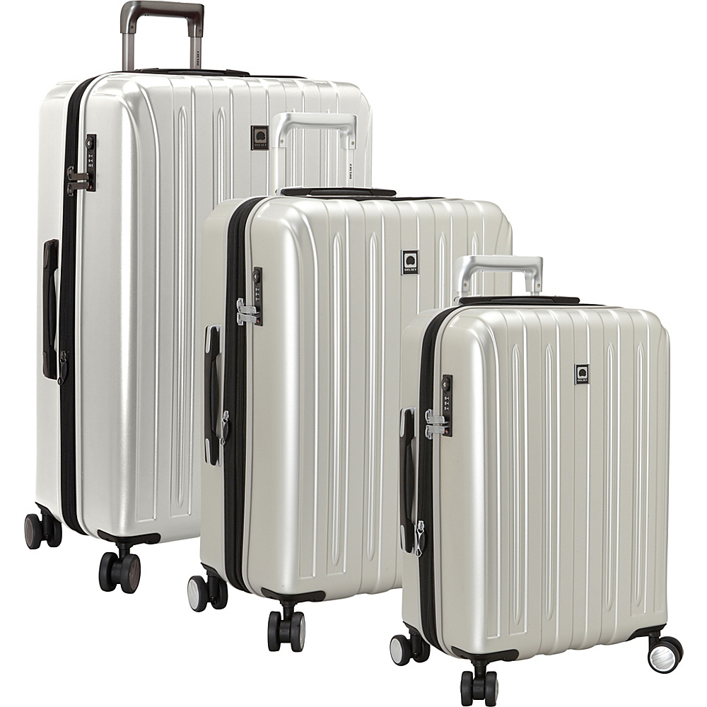Delsey Helium Titanium 3 Piece Expandable Hardside Luggage Set Silver Delsey Luggage Sets