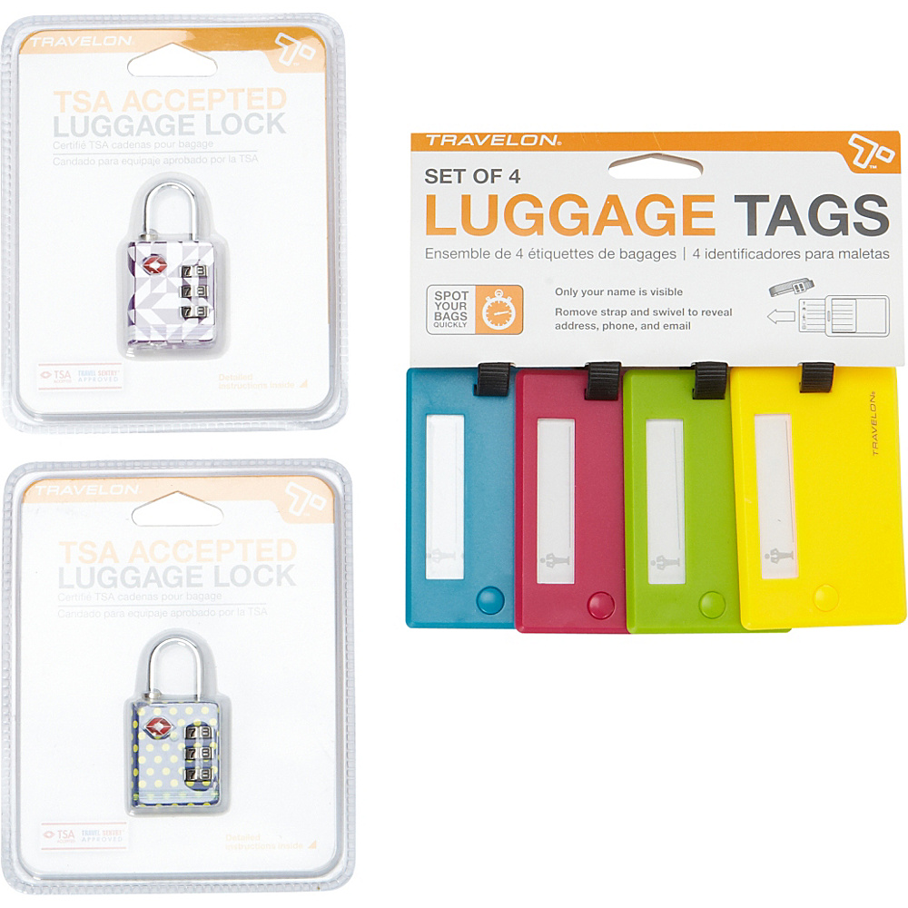 Travelon Secure It Luggage Locks and Luggage Tags Bundle Assorted Travelon Luggage Accessories