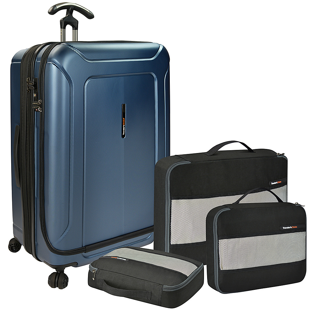 Traveler s Choice Barcelona 30 Polycarbonate Hardside Spinner Packing Cubes Set Blue Traveler s Choice Luggage Sets