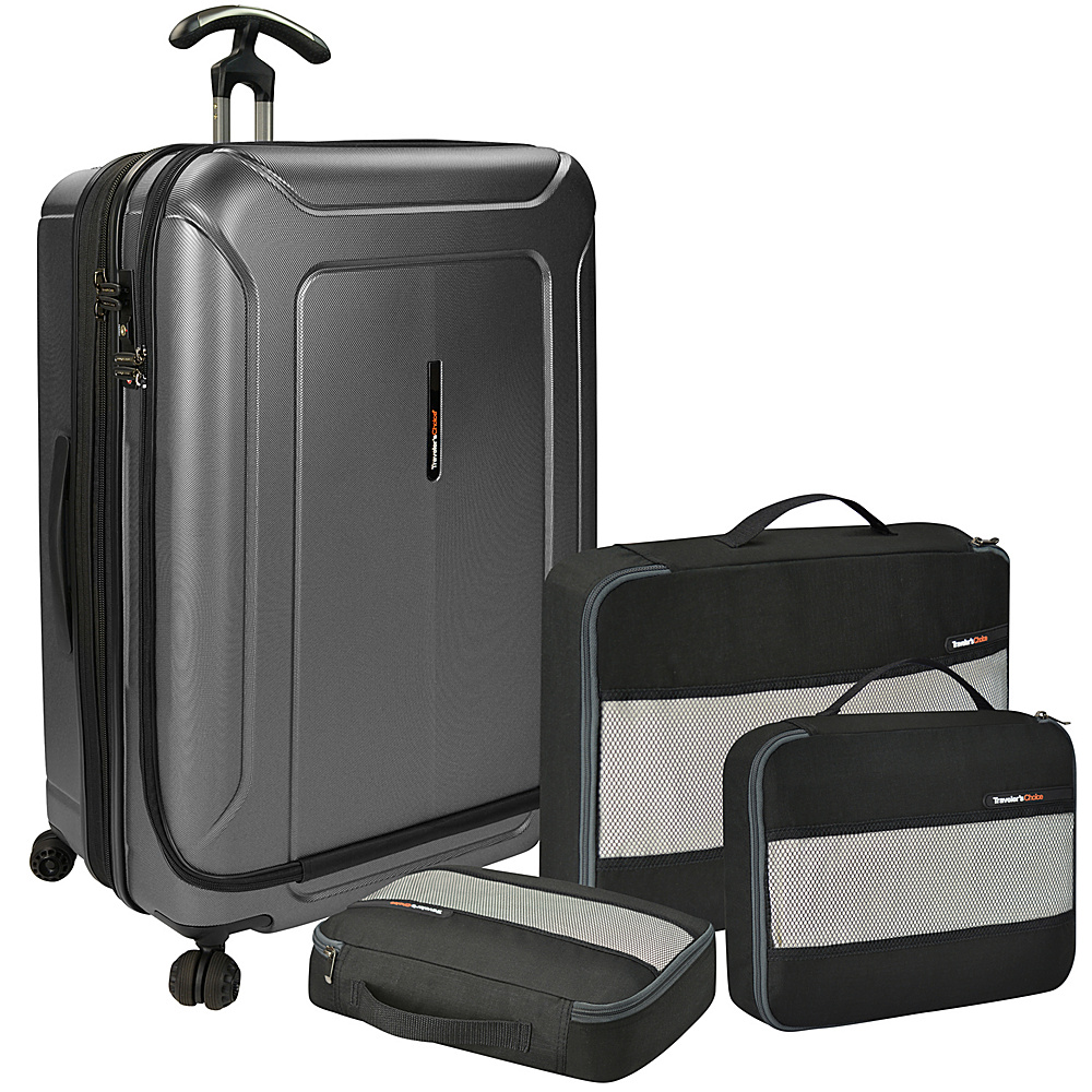 Traveler s Choice Barcelona 30 Polycarbonate Hardside Spinner Packing Cubes Set Gray Traveler s Choice Luggage Sets