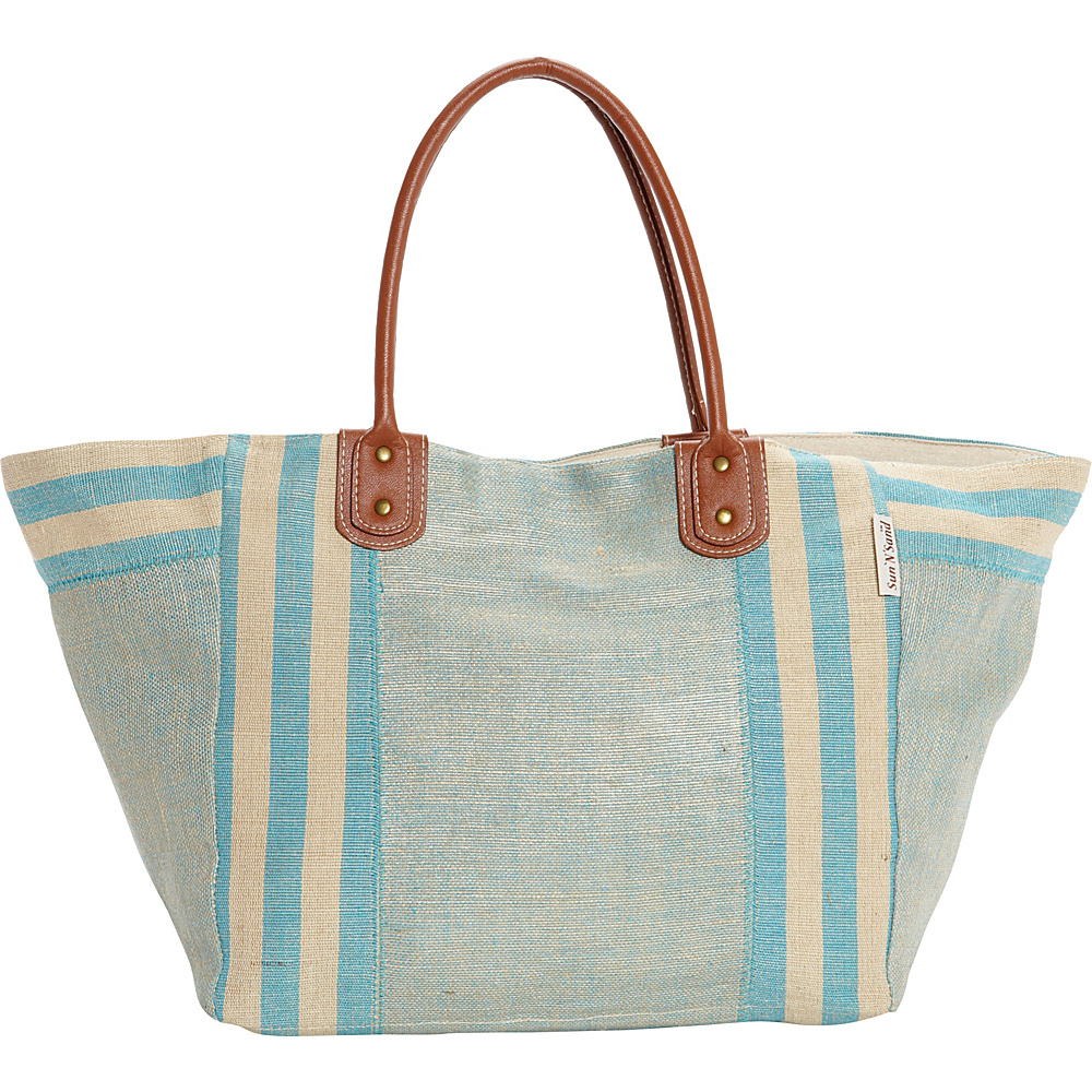 Sun N Sand Positano Tote Turquoise Sun N Sand Fabric Handbags