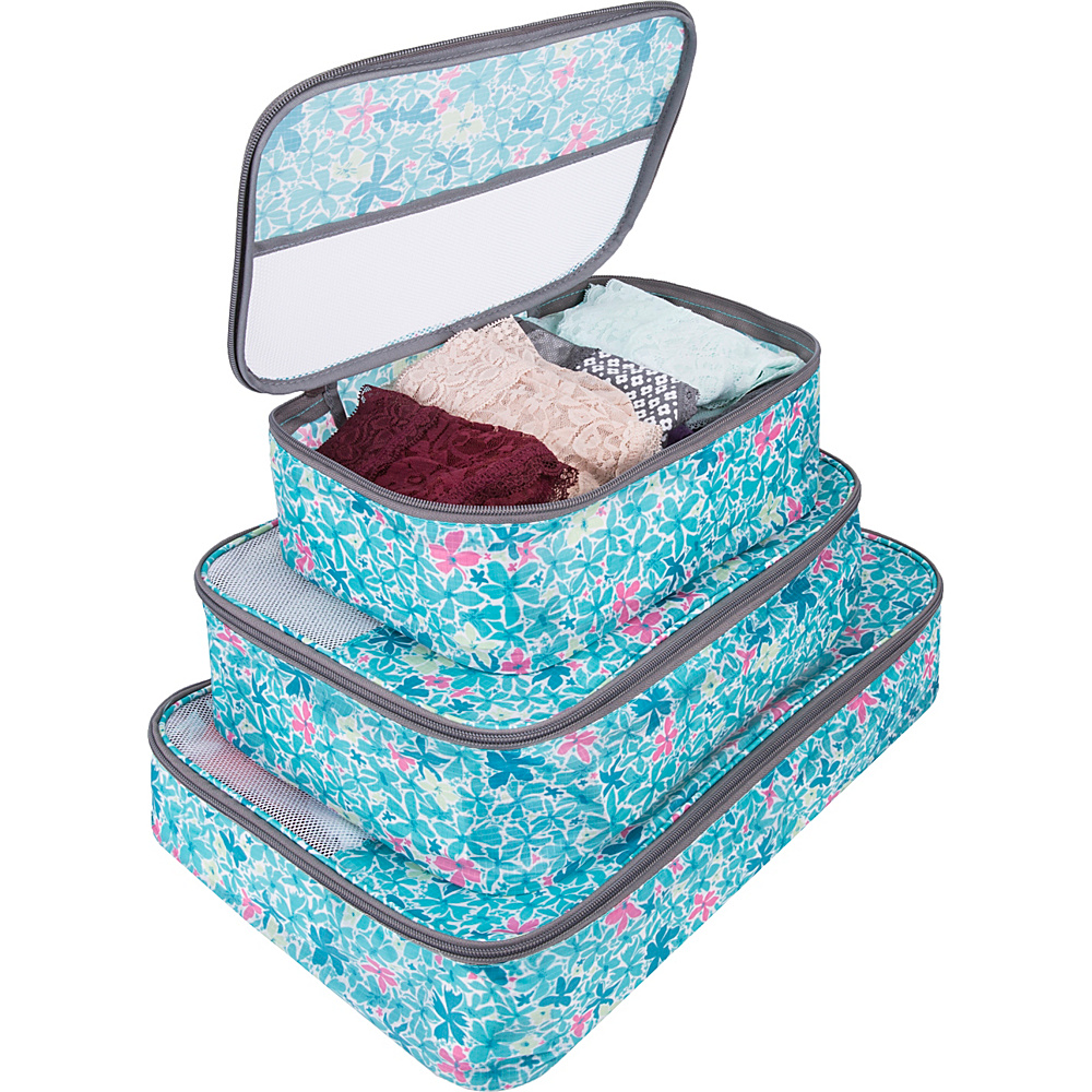Travelon Set of 3 Packing Cubes Summer Floral Travelon Travel Organizers