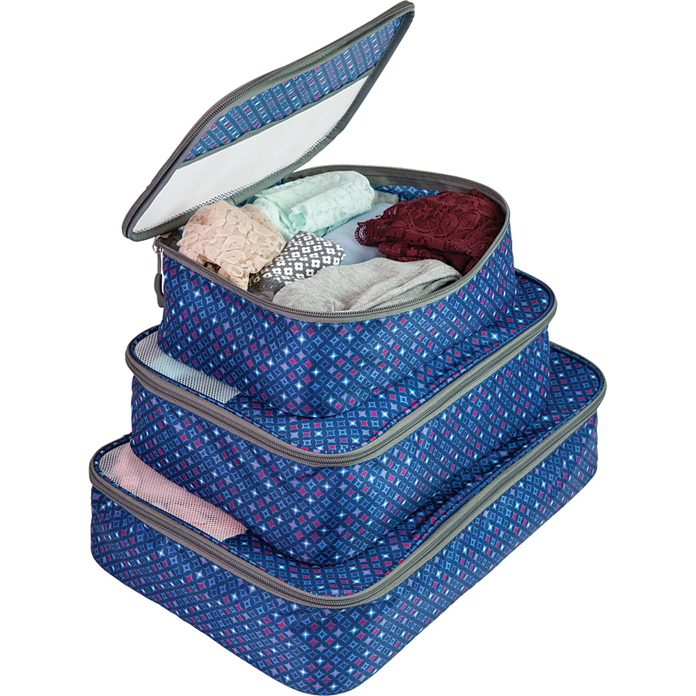 Travelon Set of 3 Packing Cubes Diamond Sparkle Travelon Travel Organizers