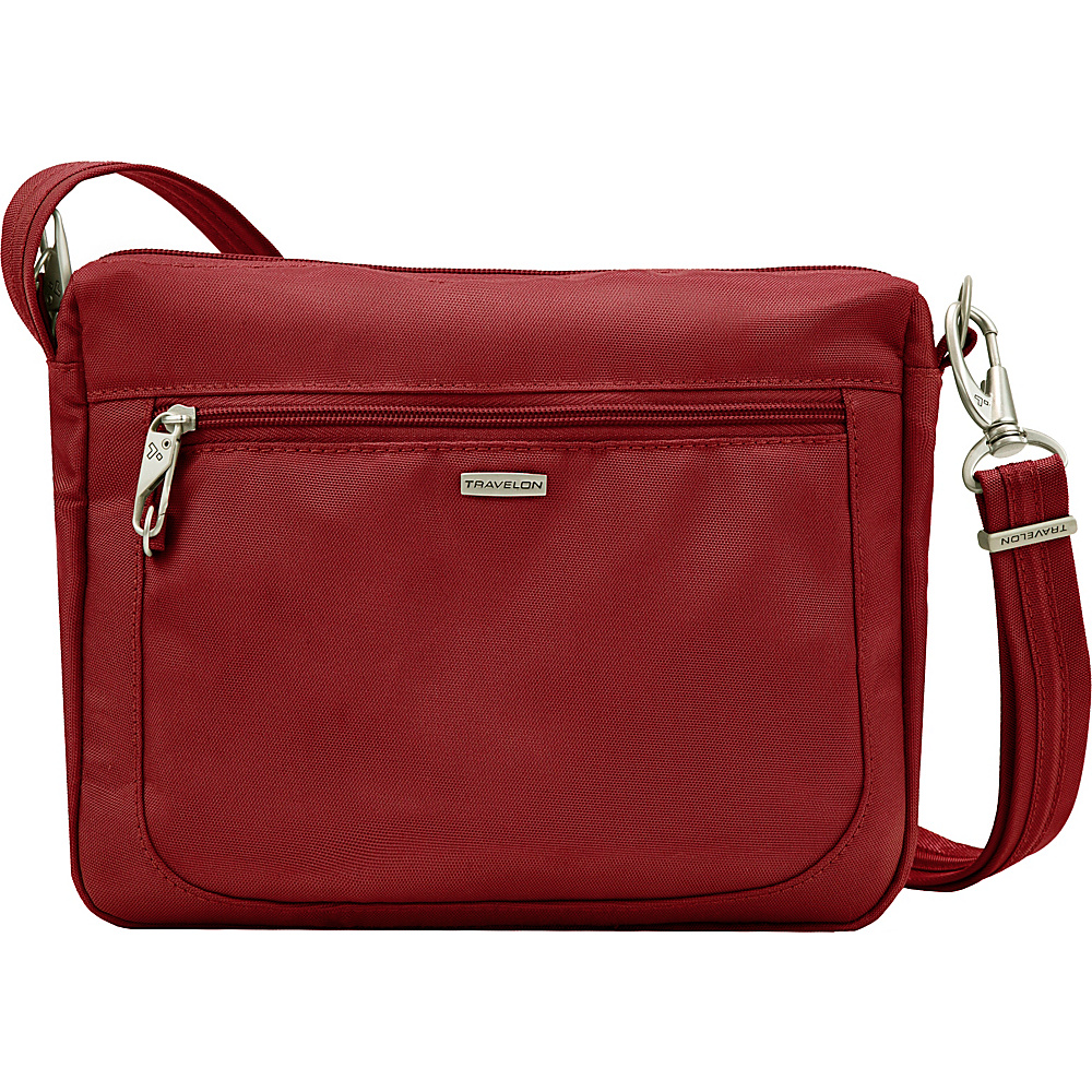 Travelon Anti theft Classic Small E W Crossbody Bag Cranberry Light Sand Travelon Fabric Handbags