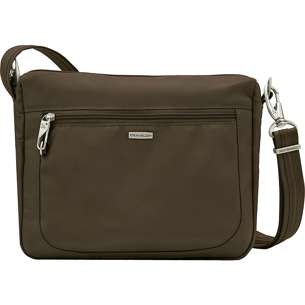 Travelon Anti theft Classic Small E W Crossbody Bag Chocolate Coral Travelon Fabric Handbags