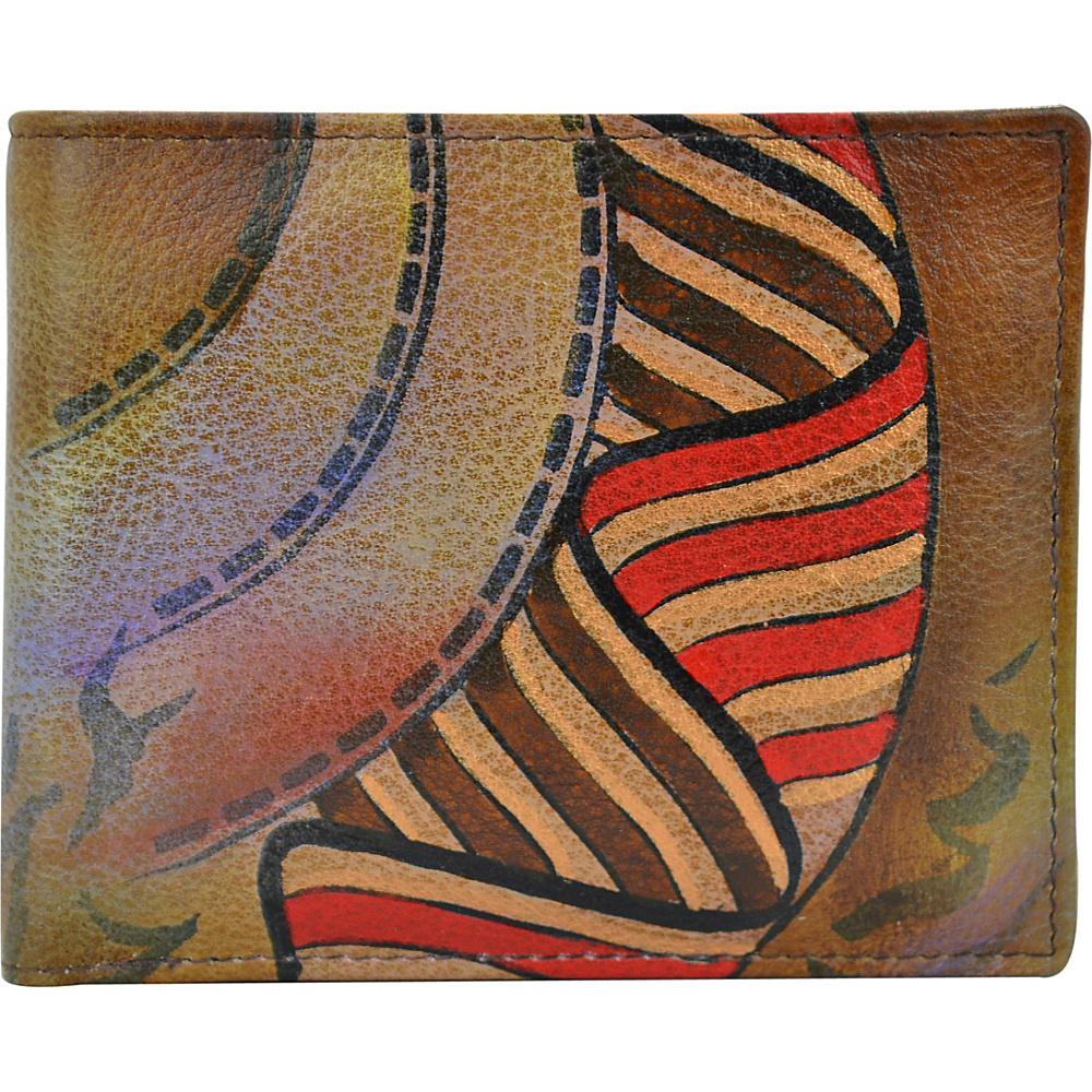 Anuschka Hand Painted Leather Two Fold Organizer RFID Wallet Desert Safari Anuschka Men s Wallets