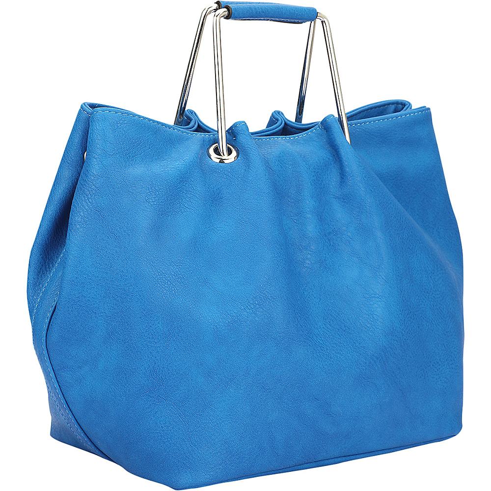 Dasein Square Handle Croc Textured Tote with Removable Shoulder Strap Royal Blue Dasein Manmade Handbags